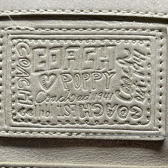 COACH Poppy Metallic Tote Shoulder Handbag Champagne Gold Tetro Designer - Picture 12 of 14